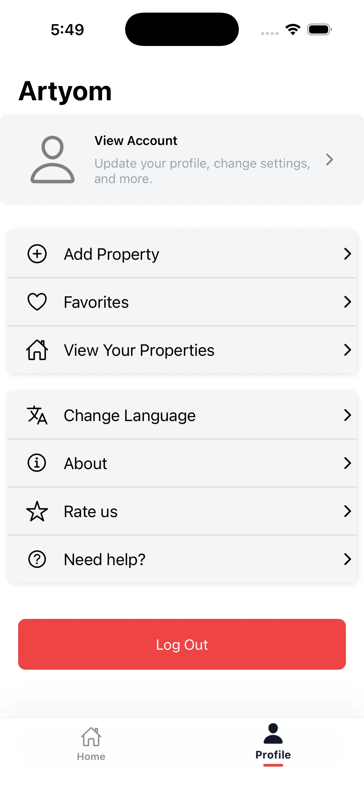 Tap.tm profile screen with user details and actions
